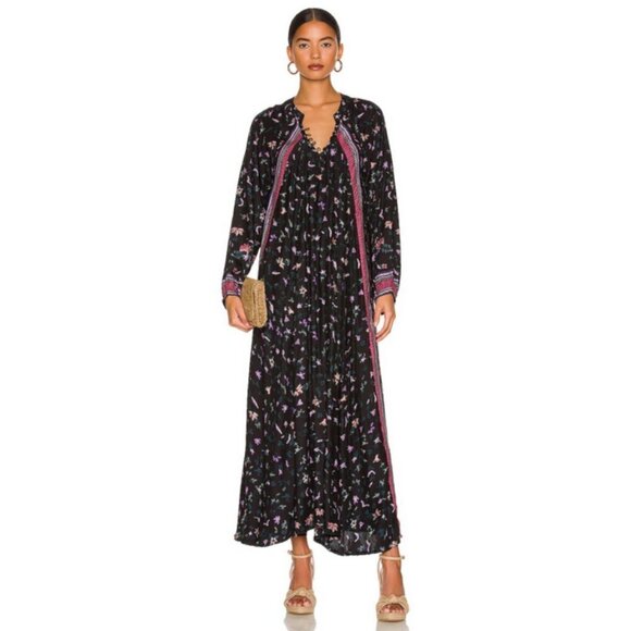 💕NATALIE MARTIN💕 Fiore Maxi Dress ~ Lotus Print Nero Black Large
